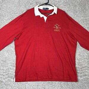 Polo Ralph Lauren Rugby Shirt Mens XL Red Embroidered Pony Logo Vintage Tee